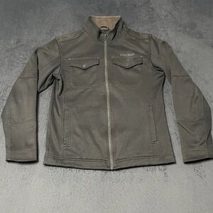 Marmot Jacket Mens S Gray Mock Neck Full Zip Fleece Softshell Snap Pockets